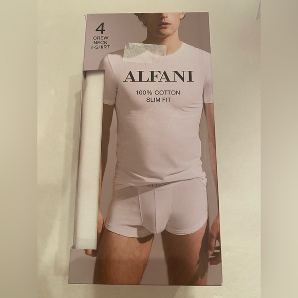 Alfani Men’s 4 Pack White Crew Neck Slim Fit T-Shirt Size XXL NWT - Picture 1 of 4